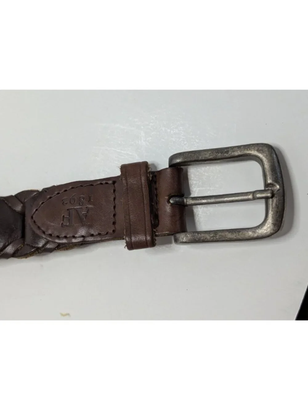 Abercrombie & Fitch Braided Brown Leather Link Belt Mens Size 34 Vintage/Y2K